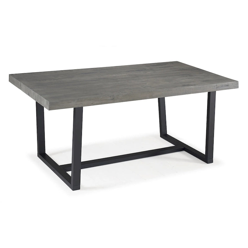 Table de salle à manger rustique en pin massif avec piétement tréteau en métal noir