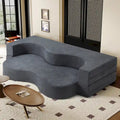 Canapé-lit pliable en mousse haute densité en velours glacé gris et gris clair