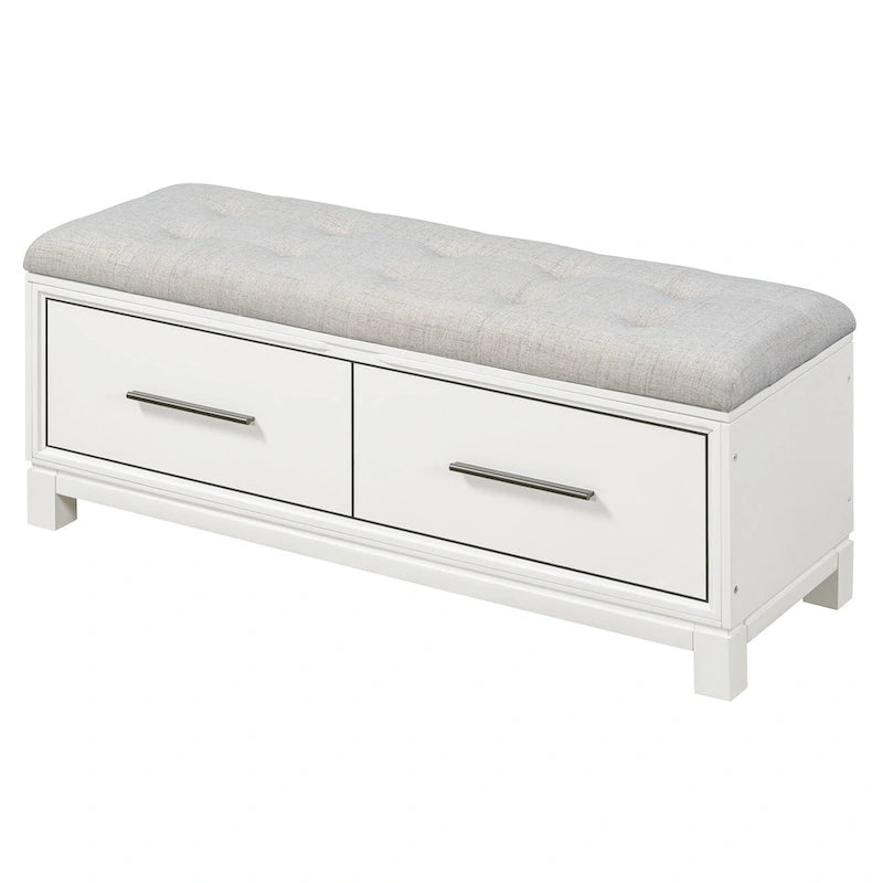 Banc de rangement capitonné avec coussin amovible et couvercle relevable