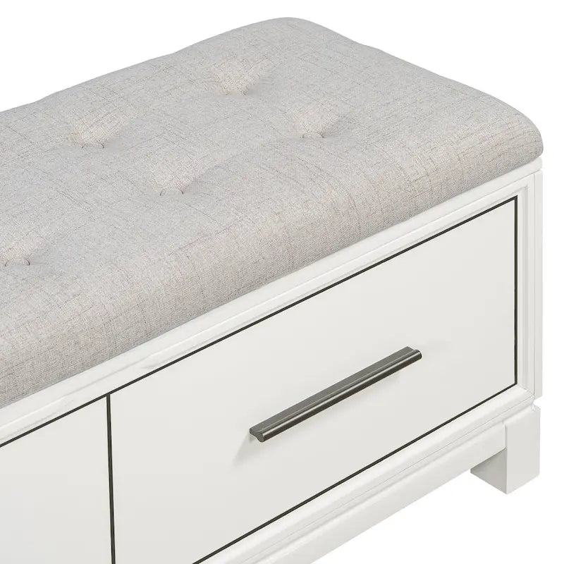 Banc de rangement capitonné avec coussin amovible et couvercle relevable