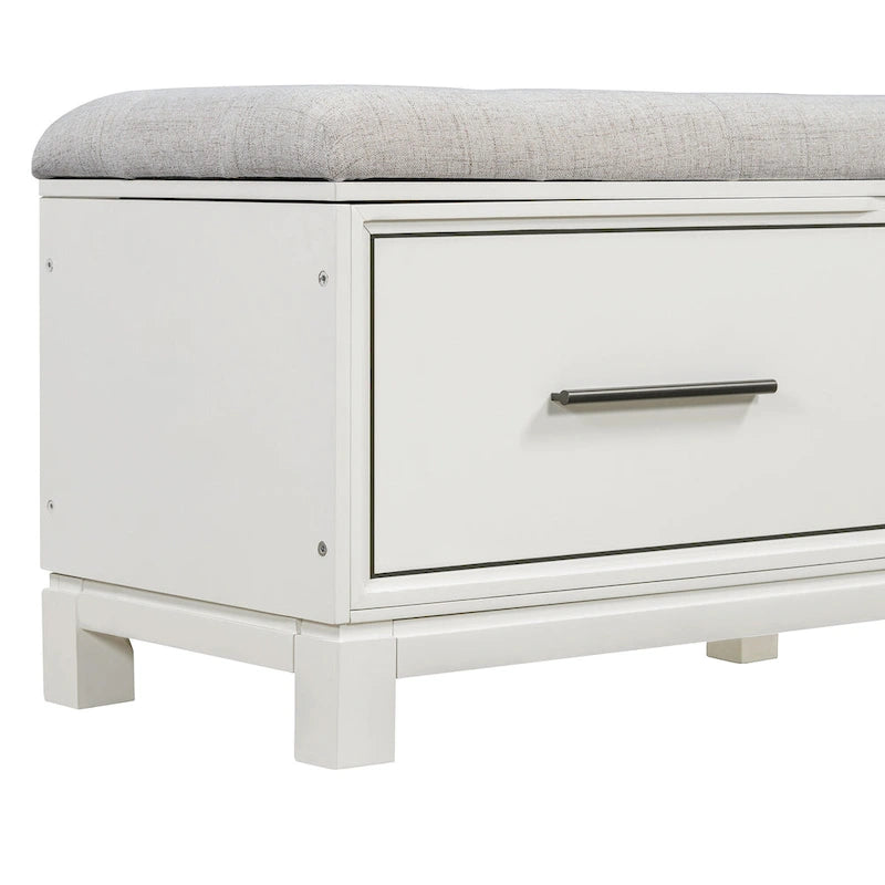 Banc de rangement capitonné avec coussin amovible et couvercle relevable