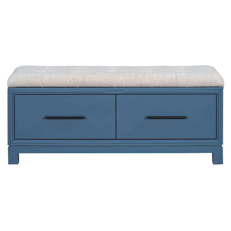 Banc de rangement capitonné avec coussin amovible et couvercle relevable