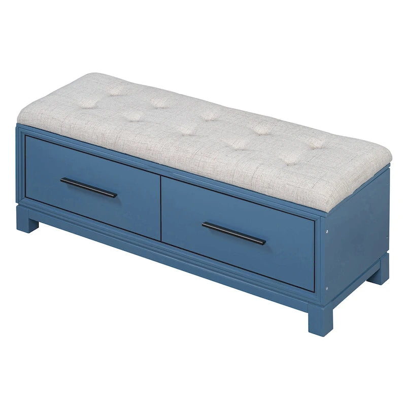 Banc de rangement capitonné avec coussin amovible et couvercle relevable