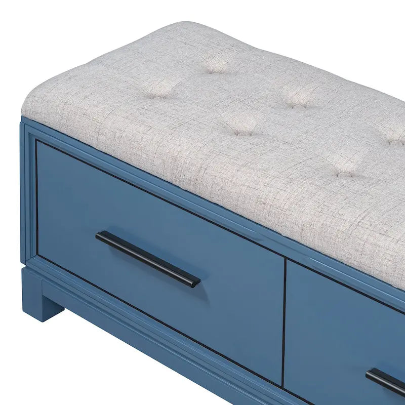 Banc de rangement capitonné avec coussin amovible et couvercle relevable