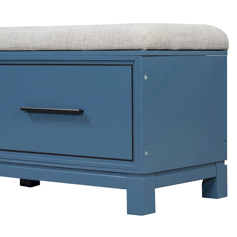 Banc de rangement capitonné avec coussin amovible et couvercle relevable