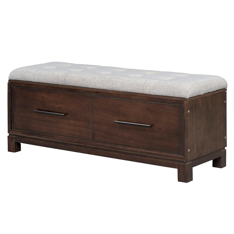 Banc de rangement capitonné avec coussin amovible et couvercle relevable