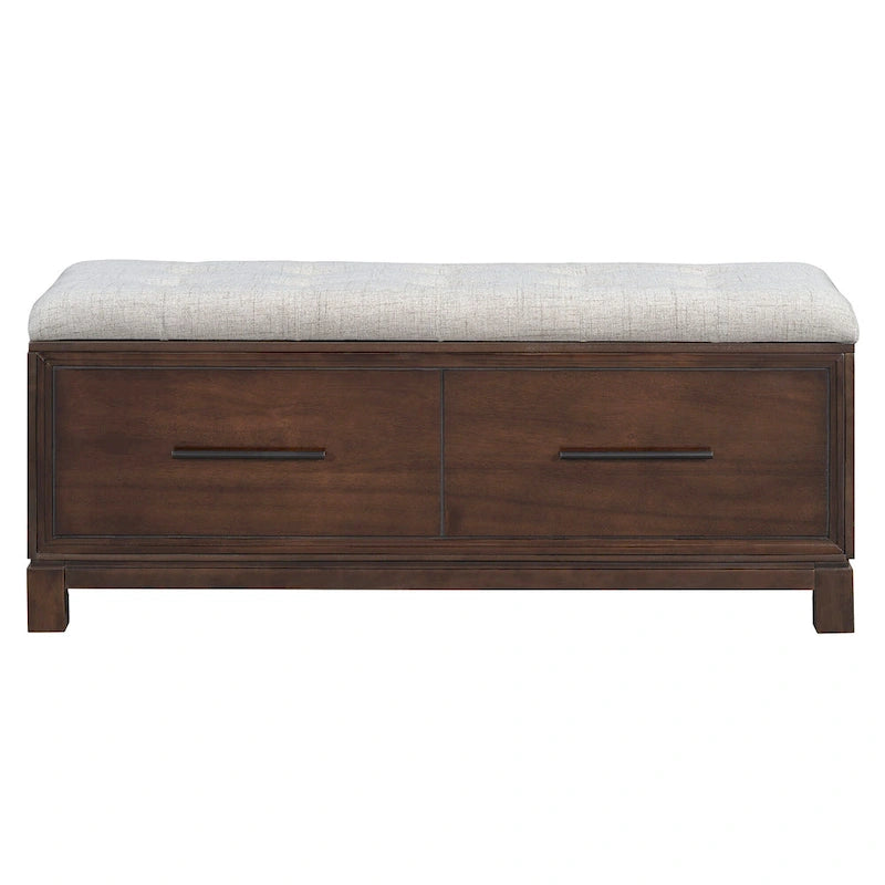 Banc de rangement capitonné avec coussin amovible et couvercle relevable