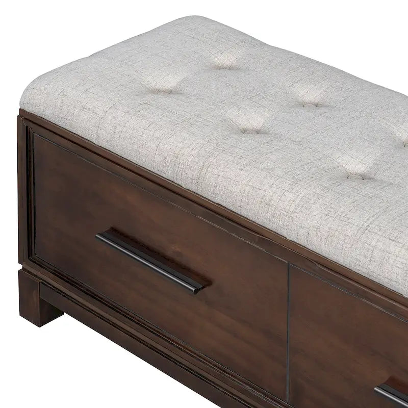 Banc de rangement capitonné avec coussin amovible et couvercle relevable
