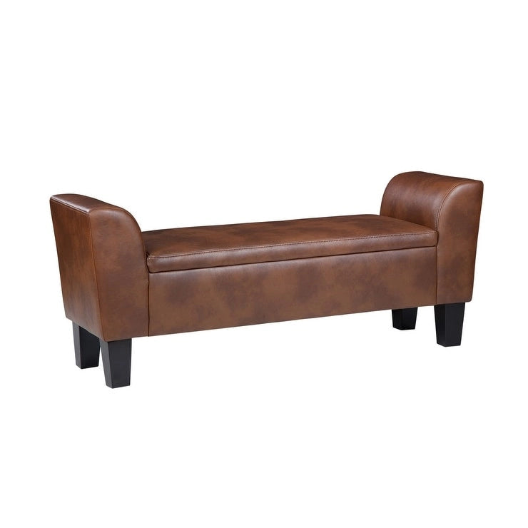 Banc de rangement capitonné avec accoudoirs, dessus relevable, en similicuir, plusieurs couleurs