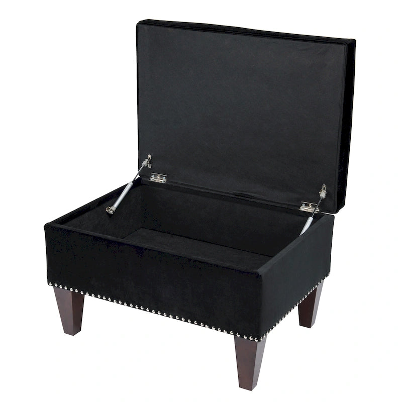 Banc de rangement ottoman rembourré avec couvercle à charnière, siège rembourré en tissu velours