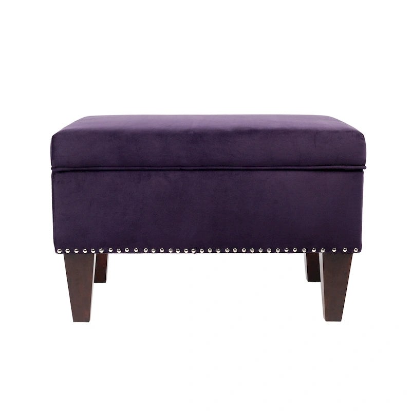 Banc de rangement ottoman rembourré avec couvercle à charnière, siège rembourré en tissu velours