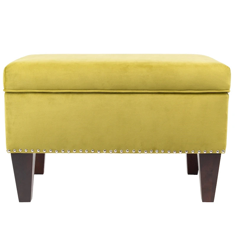 Banc de rangement ottoman rembourré avec couvercle à charnière, siège rembourré en tissu velours