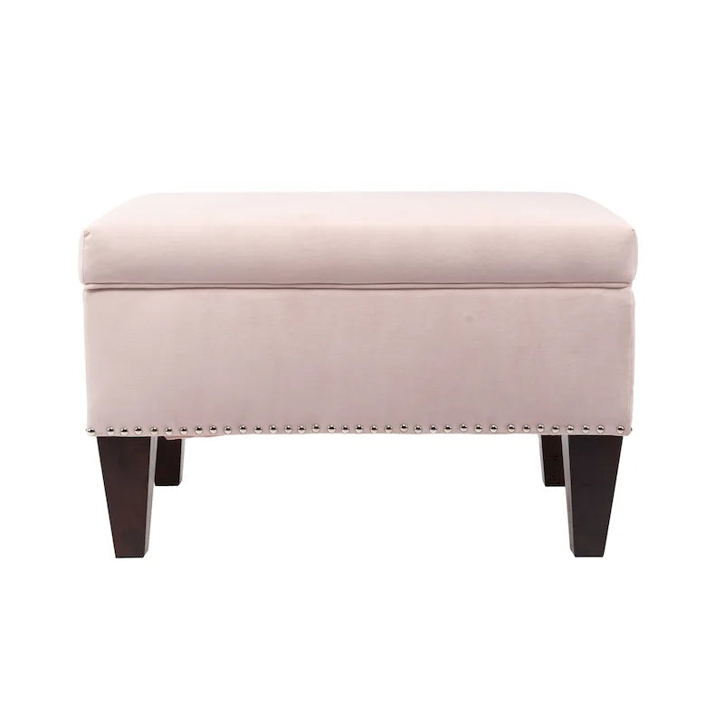 Banc de rangement ottoman rembourré avec couvercle à charnière, siège rembourré en tissu velours