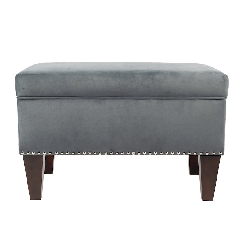 Banc de rangement ottoman rembourré avec couvercle à charnière, siège rembourré en tissu velours