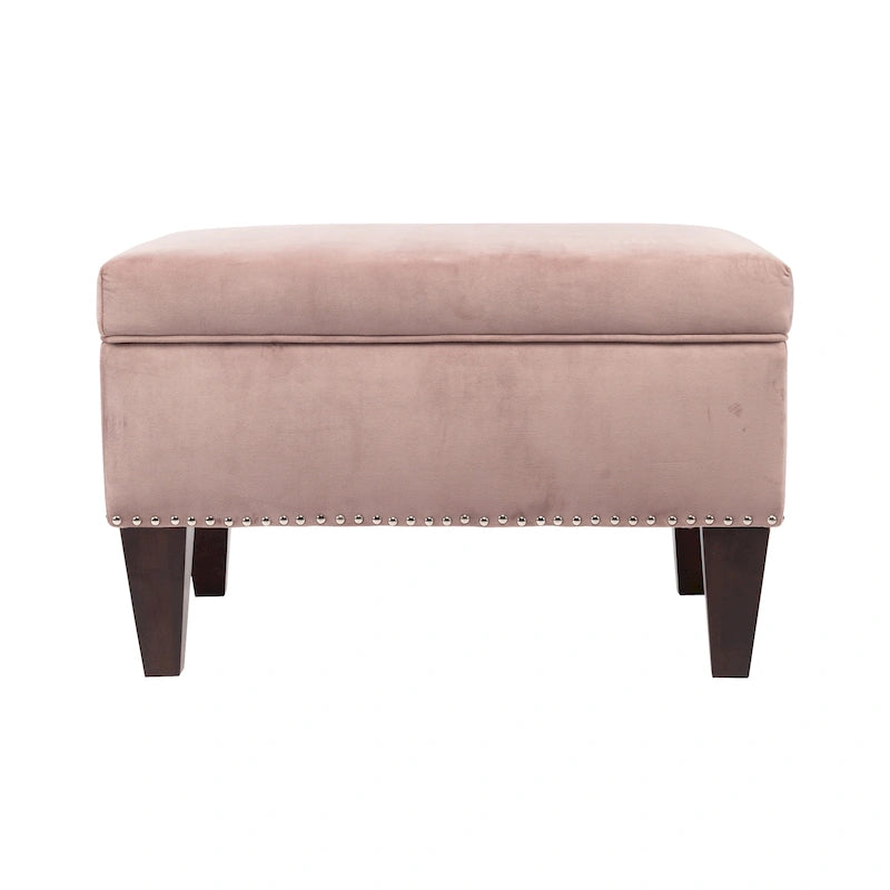 Banc de rangement ottoman rembourré avec couvercle à charnière, siège rembourré en tissu velours