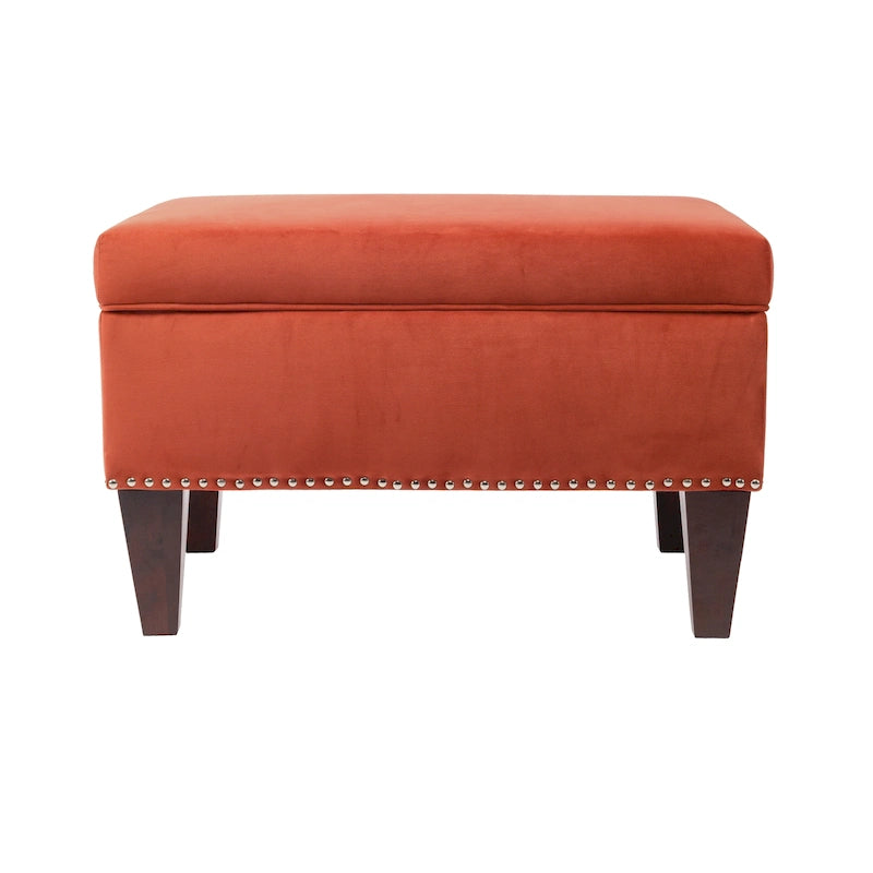 Banc de rangement ottoman rembourré avec couvercle à charnière, siège rembourré en tissu velours