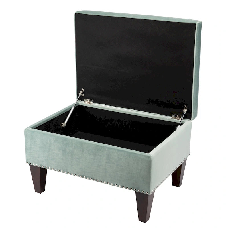 Banc de rangement ottoman rembourré avec couvercle à charnière, siège rembourré en tissu velours
