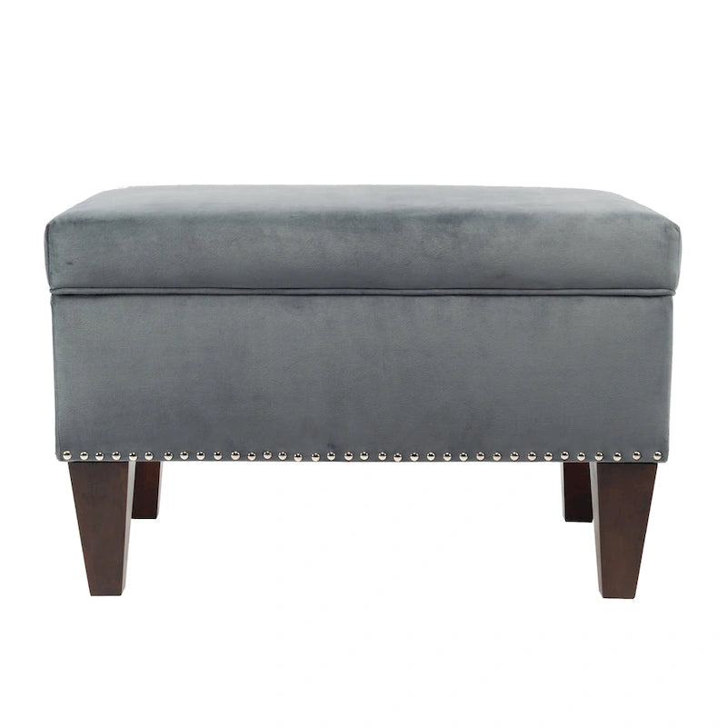 Banc de rangement ottoman rembourré avec couvercle à charnière, siège rembourré en tissu velours