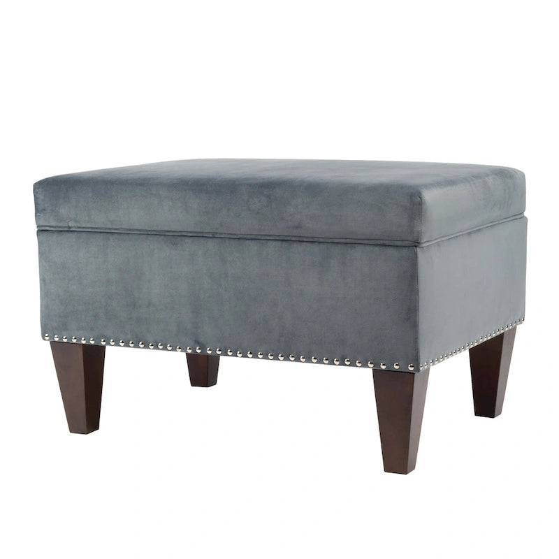 Banc de rangement ottoman rembourré avec couvercle à charnière, siège rembourré en tissu velours