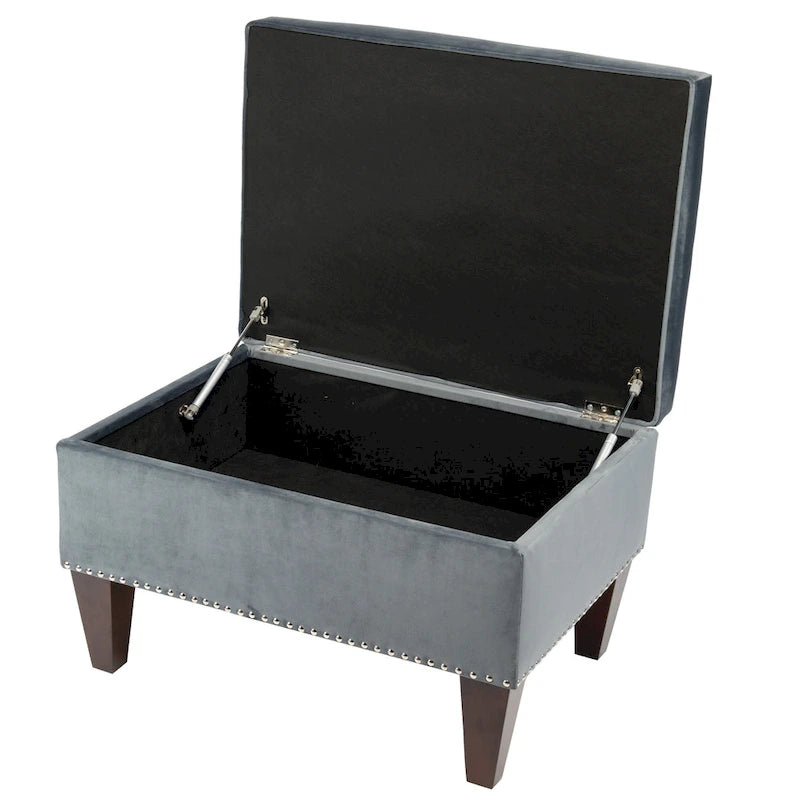 Banc de rangement ottoman rembourré avec couvercle à charnière, siège rembourré en tissu velours
