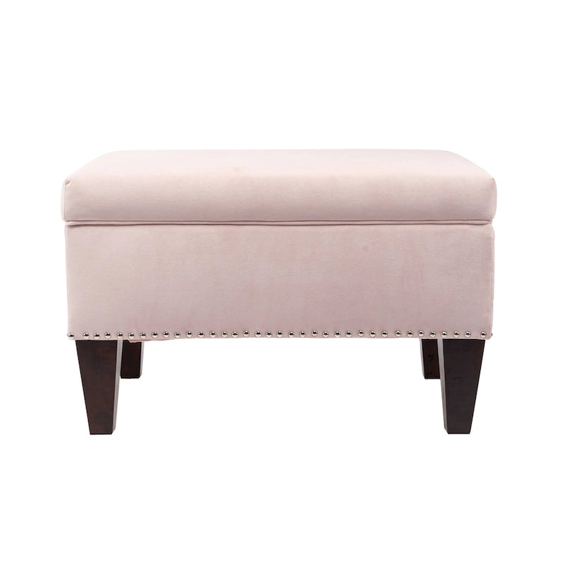 Banc de rangement ottoman rembourré avec couvercle à charnière, siège rembourré en tissu velours