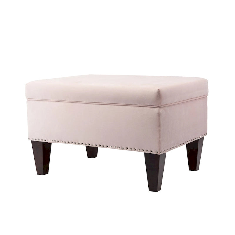 Banc de rangement ottoman rembourré avec couvercle à charnière, siège rembourré en tissu velours