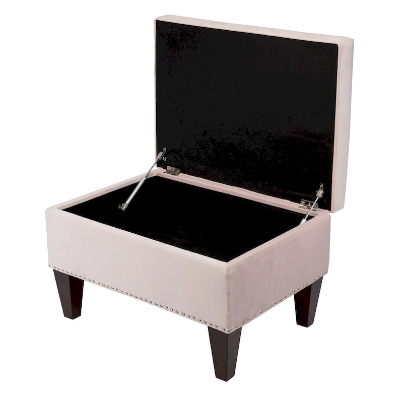 Banc de rangement ottoman rembourré avec couvercle à charnière, siège rembourré en tissu velours