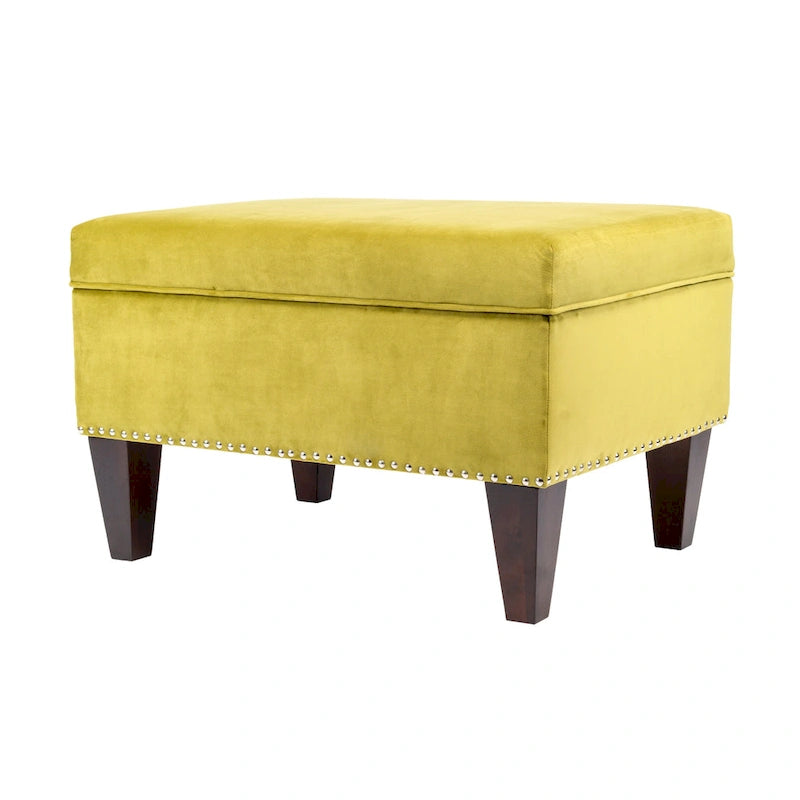 Banc de rangement ottoman rembourré avec couvercle à charnière, siège rembourré en tissu velours