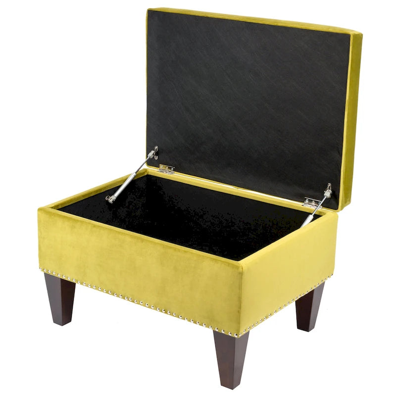 Banc de rangement ottoman rembourré avec couvercle à charnière, siège rembourré en tissu velours