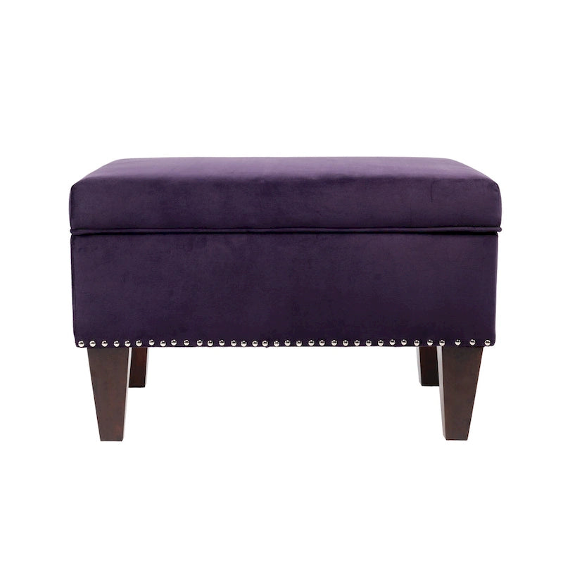 Banc de rangement ottoman rembourré avec couvercle à charnière, siège rembourré en tissu velours