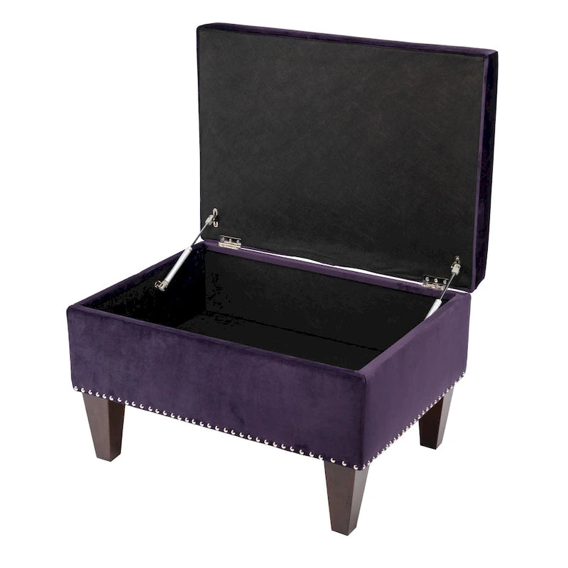 Banc de rangement ottoman rembourré avec couvercle à charnière, siège rembourré en tissu velours