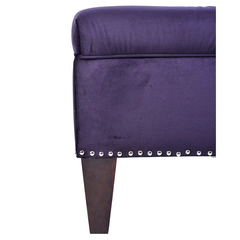 Banc de rangement ottoman rembourré avec couvercle à charnière, siège rembourré en tissu velours