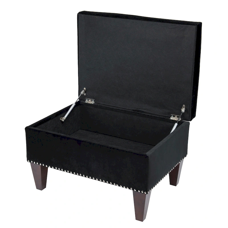 Banc de rangement ottoman rembourré avec couvercle à charnière, siège rembourré en tissu velours