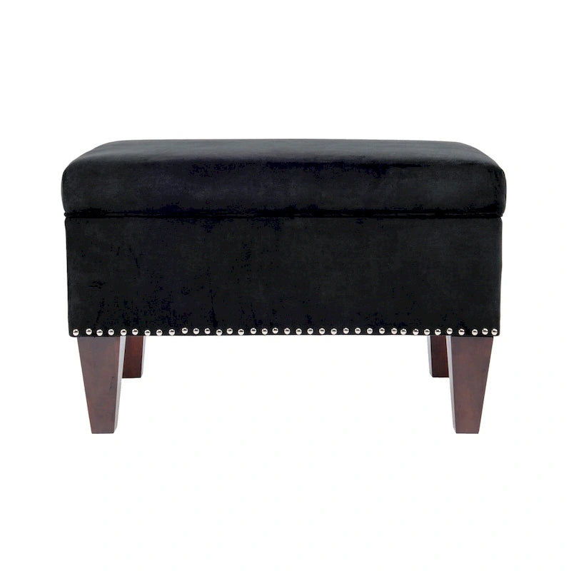 Banc de rangement ottoman rembourré avec couvercle à charnière, siège rembourré en tissu velours