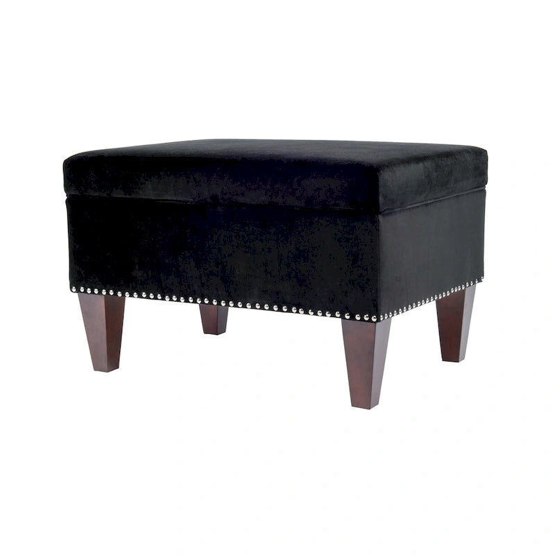 Banc de rangement ottoman rembourré avec couvercle à charnière, siège rembourré en tissu velours