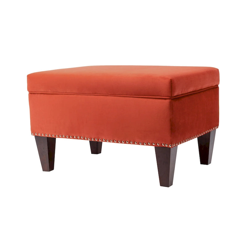 Banc de rangement ottoman rembourré avec couvercle à charnière, siège rembourré en tissu velours