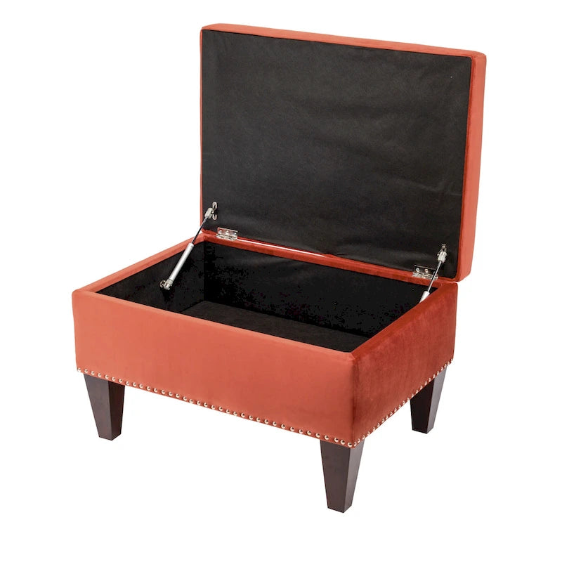Banc de rangement ottoman rembourré avec couvercle à charnière, siège rembourré en tissu velours