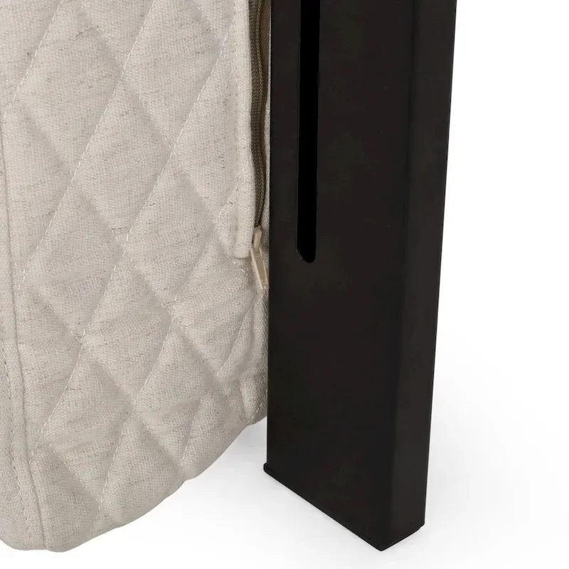 Tête de lit Queen Size capitonnée en tissu beige à motifs de losanges