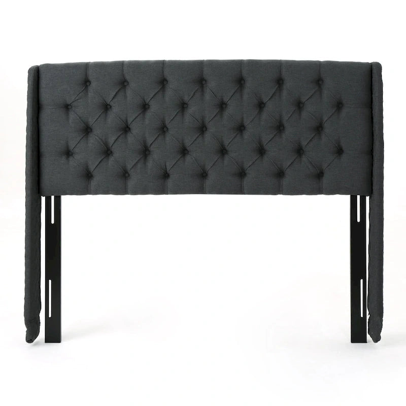 Tête de lit Queen Size capitonnée en tissu beige à motifs de losanges