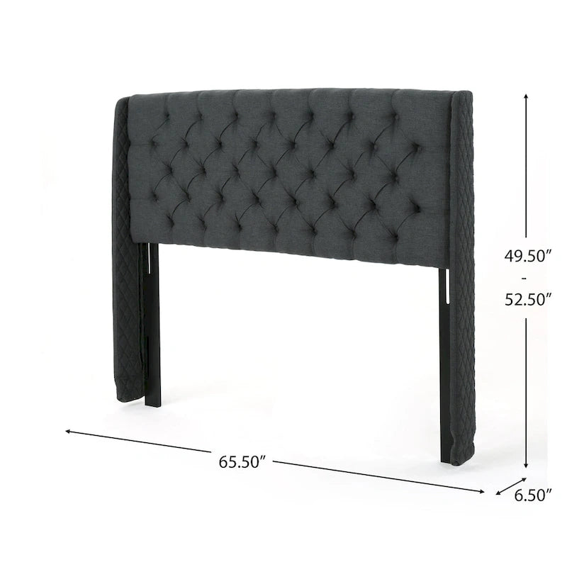 Tête de lit Queen Size capitonnée en tissu beige à motifs de losanges