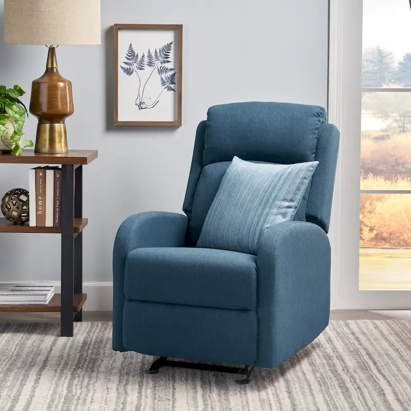 Fauteuil inclinable à bascule en tissu avec dossier cascade moelleux Bleu marine