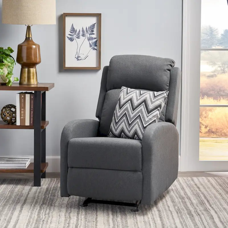 Fauteuil inclinable à bascule en tissu avec dossier cascade moelleux Bleu marine