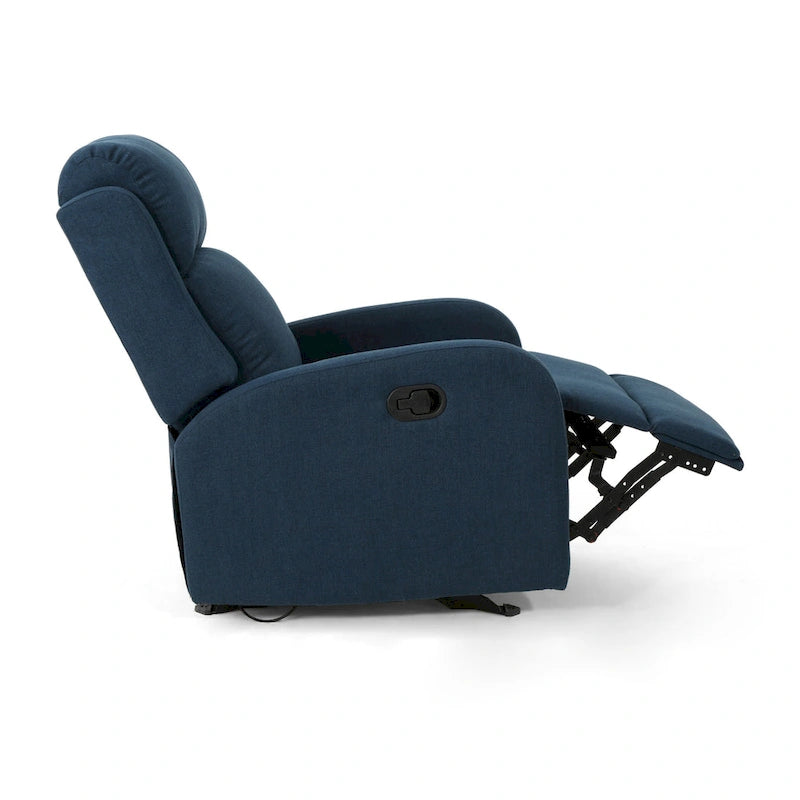 Fauteuil inclinable à bascule en tissu avec dossier cascade moelleux Bleu marine
