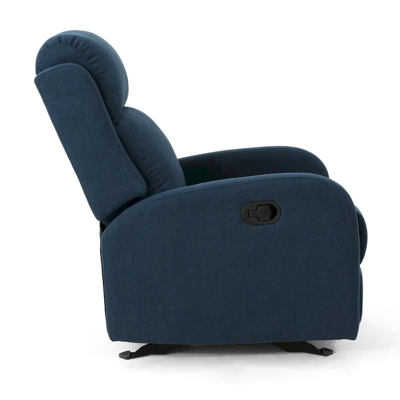 Fauteuil inclinable à bascule en tissu avec dossier cascade moelleux Bleu marine