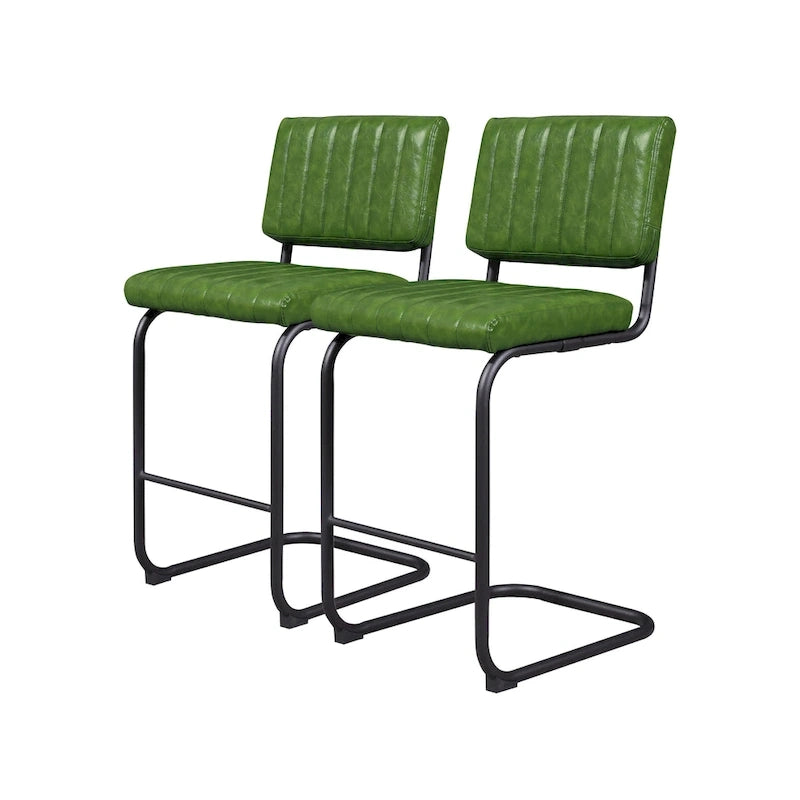 Tabouret de bar rustique rembourré à hauteur de comptoir avec dossier en rotin et cadre chromé