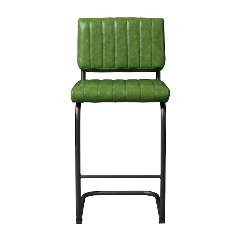 Tabouret de bar rustique rembourré à hauteur de comptoir avec dossier en rotin et cadre chromé