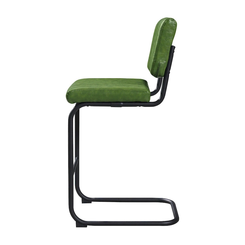 Tabouret de bar rustique rembourré à hauteur de comptoir avec dossier en rotin et cadre chromé