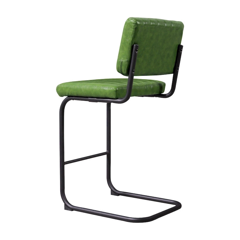 Tabouret de bar rustique rembourré à hauteur de comptoir avec dossier en rotin et cadre chromé