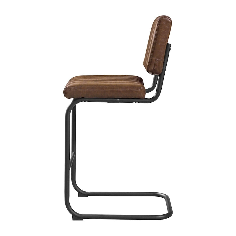 Tabouret de bar rustique rembourré à hauteur de comptoir avec dossier en rotin et cadre chromé