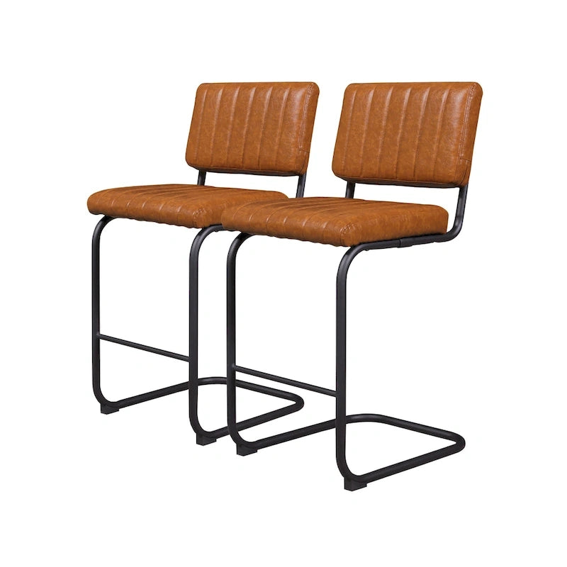 Tabouret de bar rustique rembourré à hauteur de comptoir avec dossier en rotin et cadre chromé
